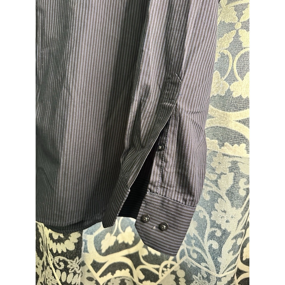 OVS Greyish Collared Buttoned Long Sleeve Men Dress Shirt Size US 16 M/L P2P 22"